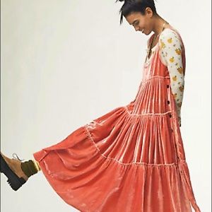 Free People Natalie Midi Dress in crushed velvet NWT